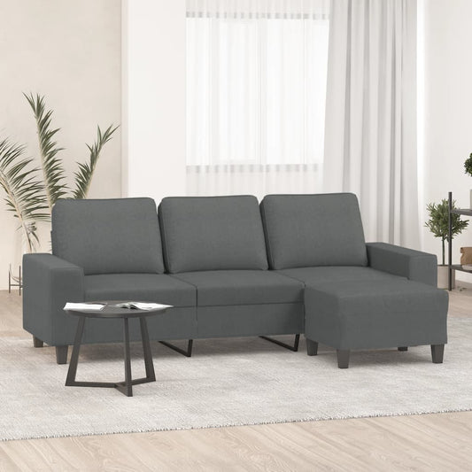 3-Seater Sofa with Footstool Dark Gray 70.9" Fabric