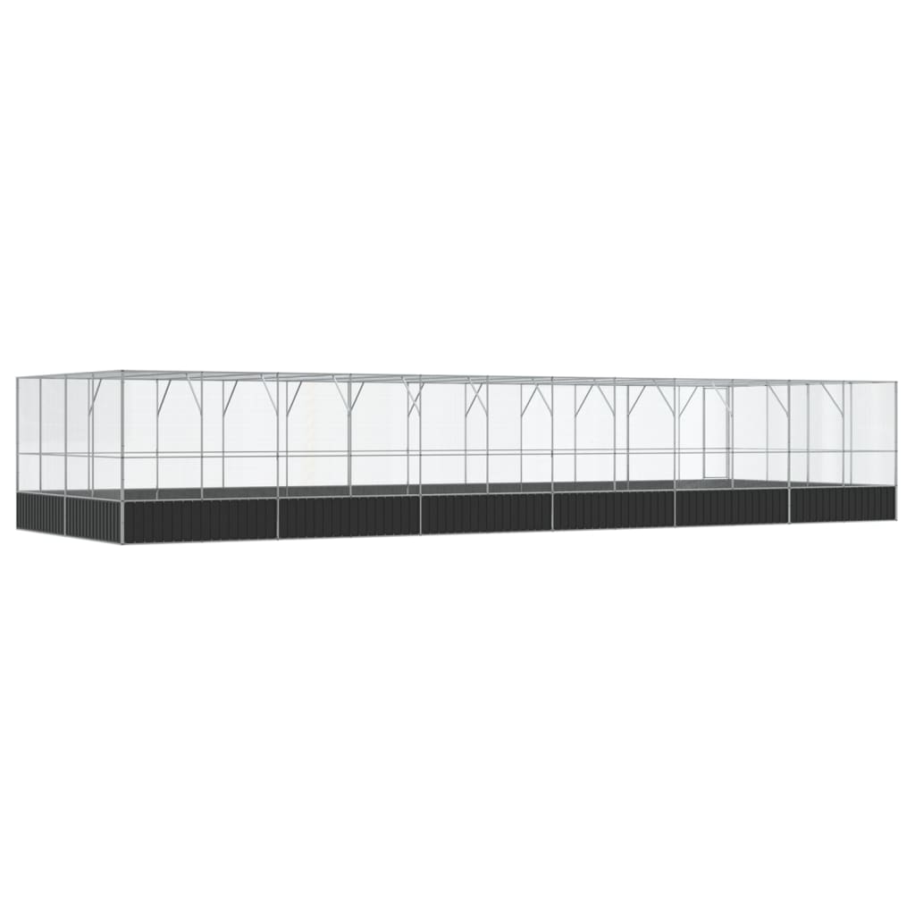 Aviary with Extension Silver 490.6"x163"x83.5" Steel