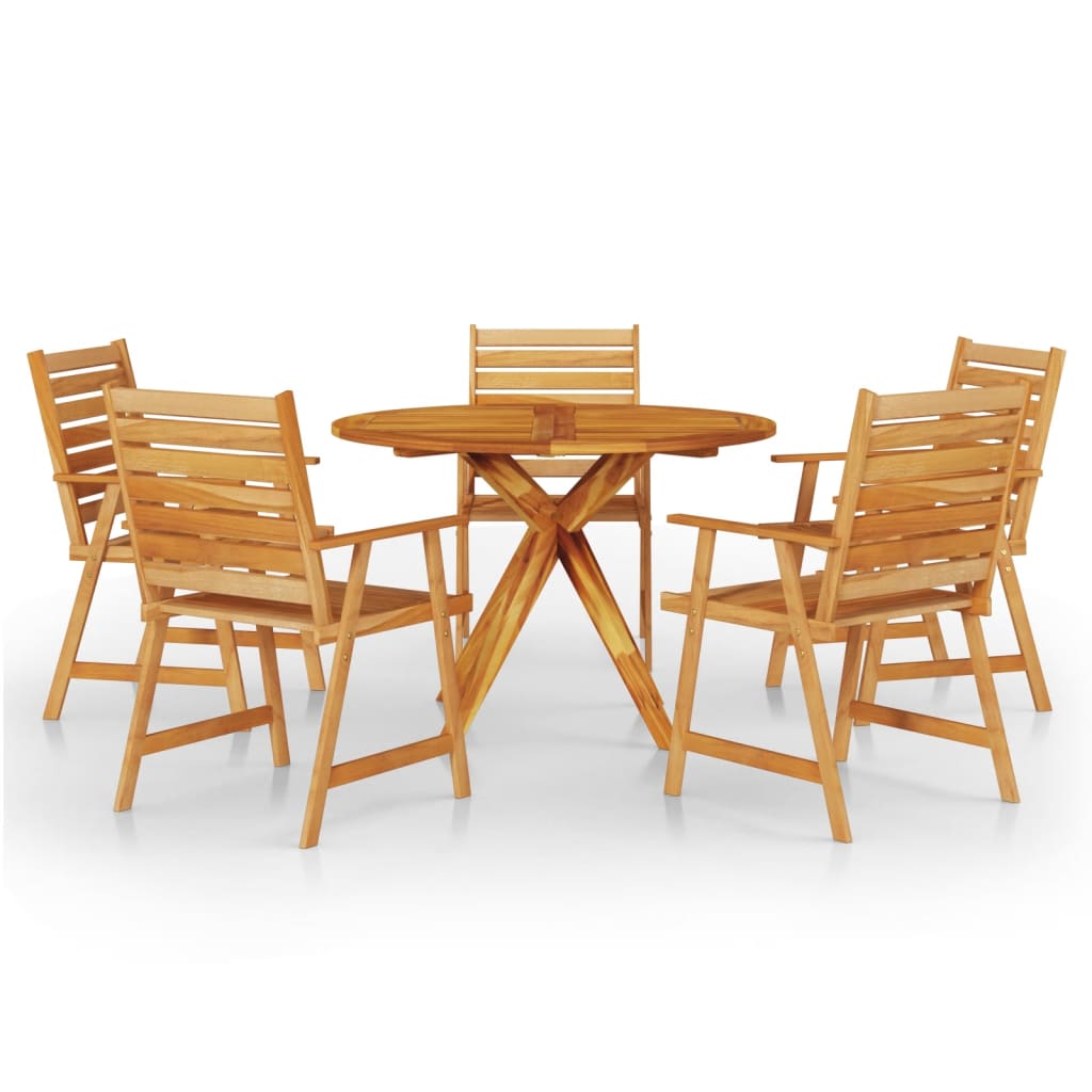 6 Piece Patio Dining Set Solid Wood Acacia