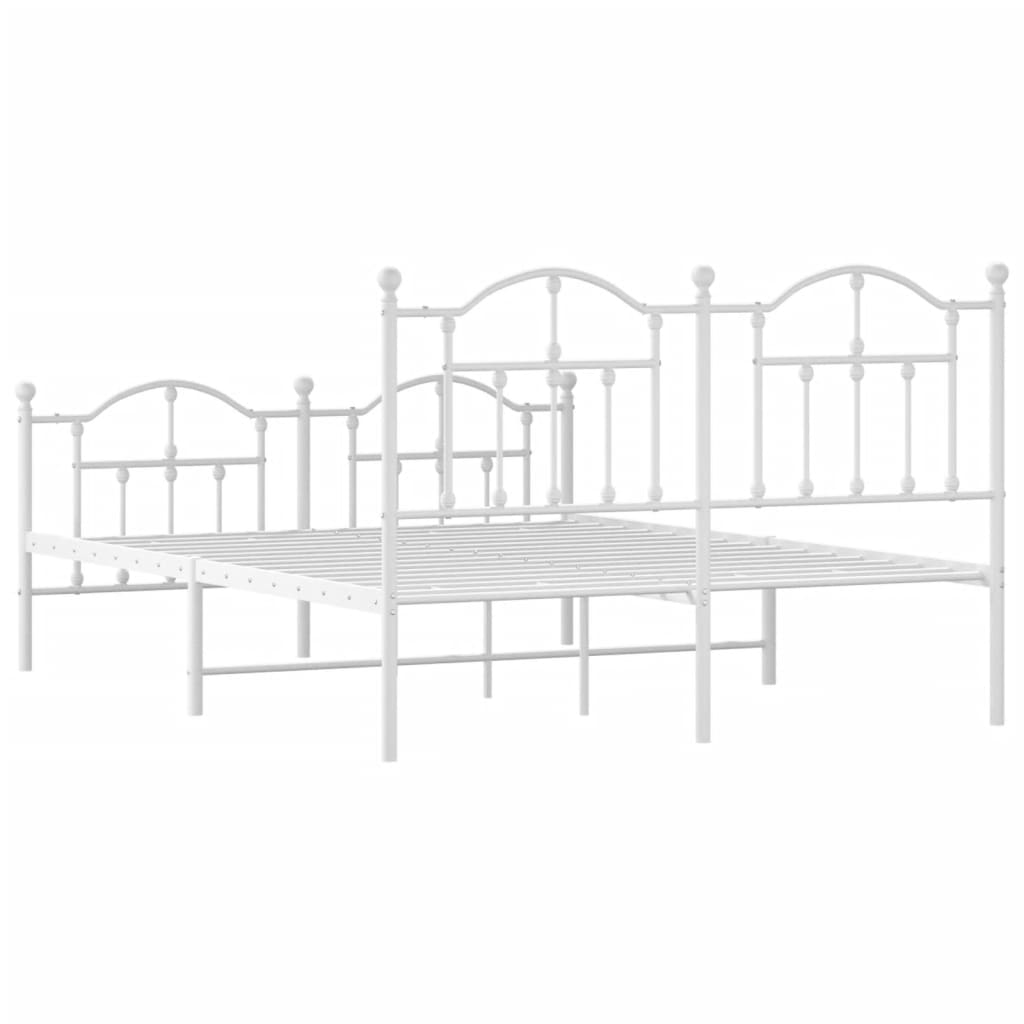 Metal Bed Frame without Mattress with Footboard White 59.1"x78.7"