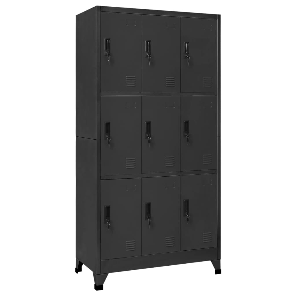 Locker Cabinet Gray and Blue 35.4"x17.7"x70.9" Steel