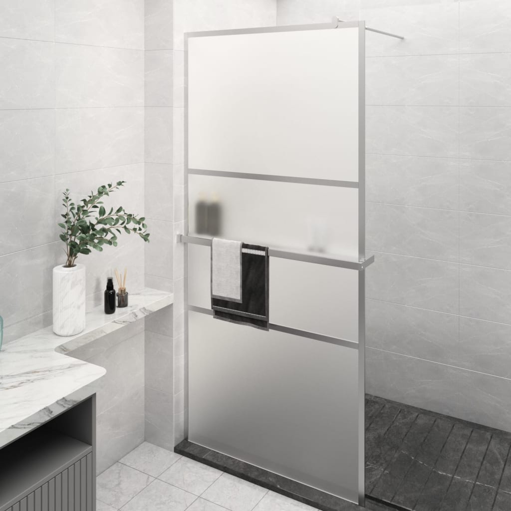 Walk-in Shower Wall with Shelf Black 39.4"x76.8" ESG Glass&Aluminum