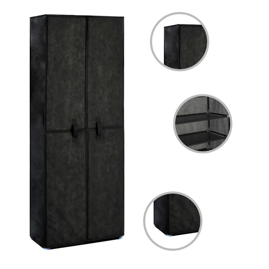 Shoe Cabinet Black 23.6"x11.8"x65.4" Fabric