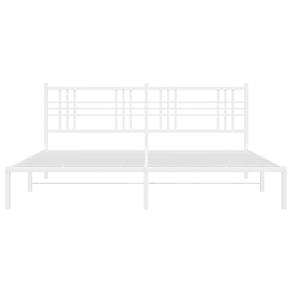 Metal Bed Frame without Mattress with Headboard White 76"x79.9"