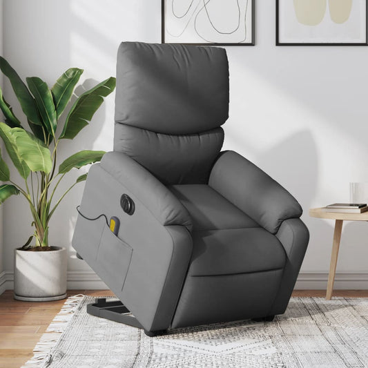 Electric Stand up Massage Recliner Chair Dark Gray Fabric