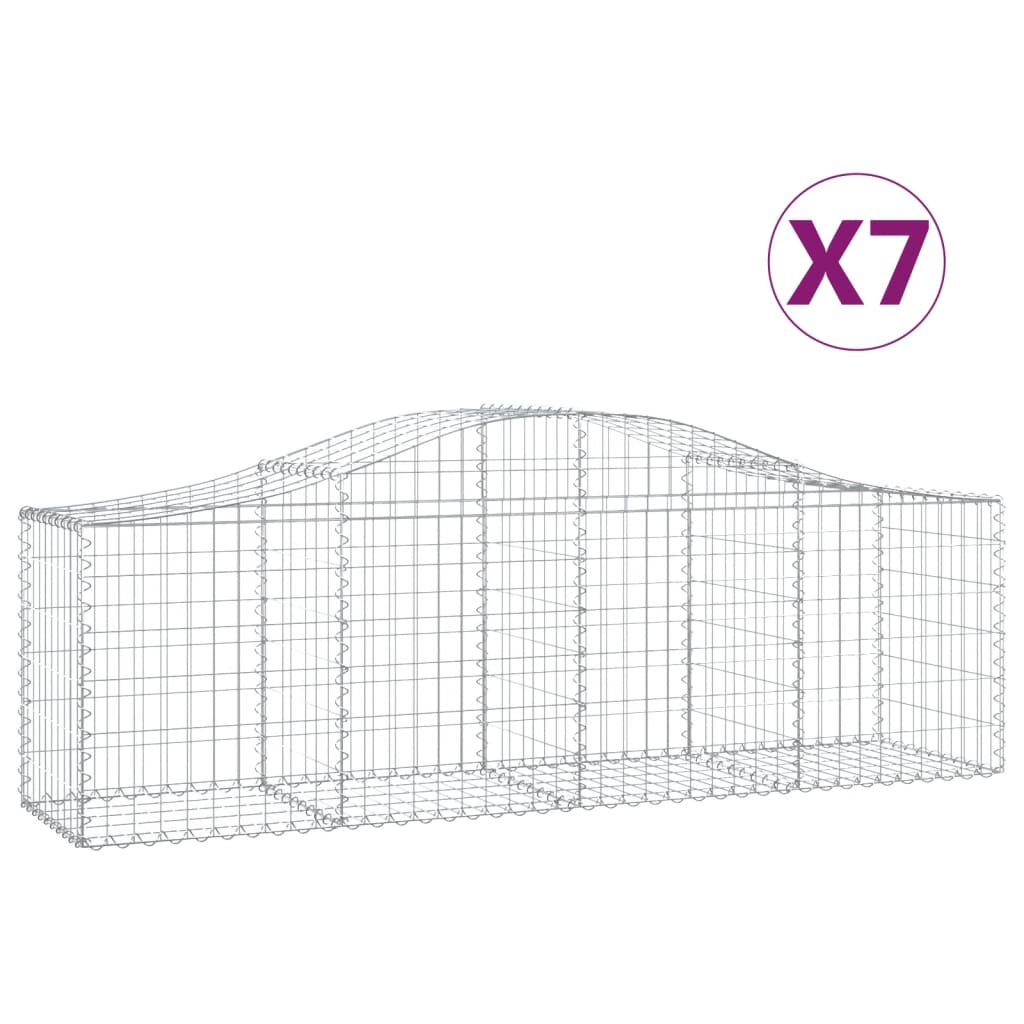 Arched Gabion Baskets 7 pcs 78.7"x19.7"x23.6"/31.5" Galvanized Iron