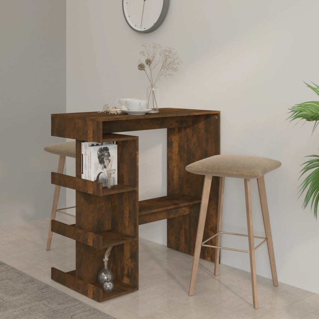 Bar Table with Storage Rack Brown Oak 39.4"x19.7"x40"Engineered Wood