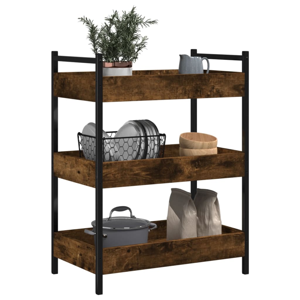 Kitchen Trolley Smoked Oak 19.7"x11.8"x27.6" Engineered Wood