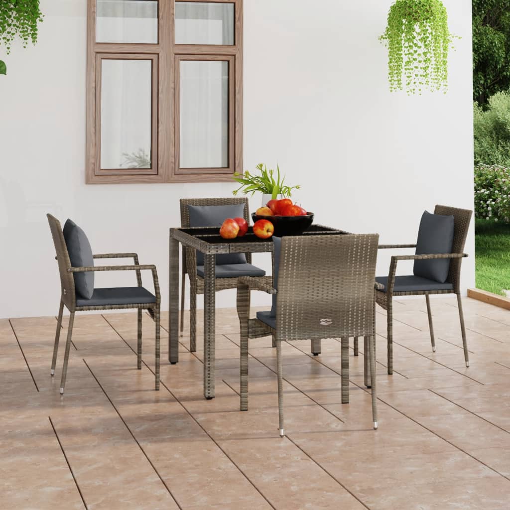 Patio Chairs with Cushions 4 pcs Poly Rattan Gray