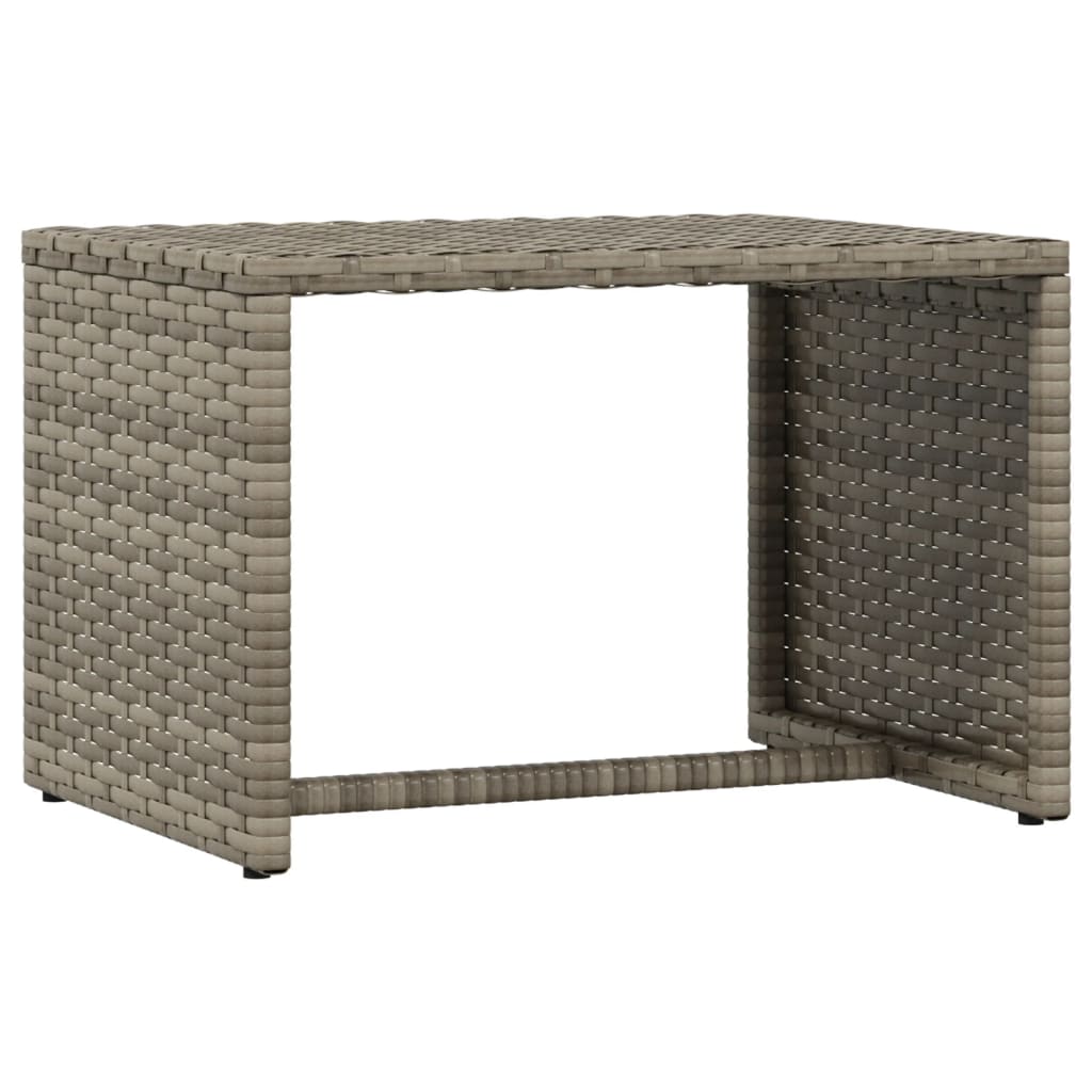 Sunbeds 2 pcs with Table Gray Poly Rattan