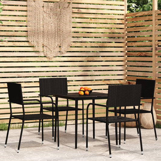 5 Piece Patio Dining Set Black