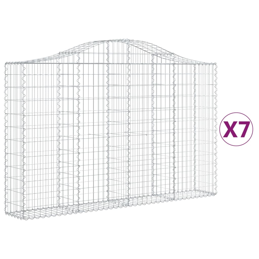 Arched Gabion Baskets 7 pcs 78.7"x11.8"x47.2"/55.1" Galvanized Iron