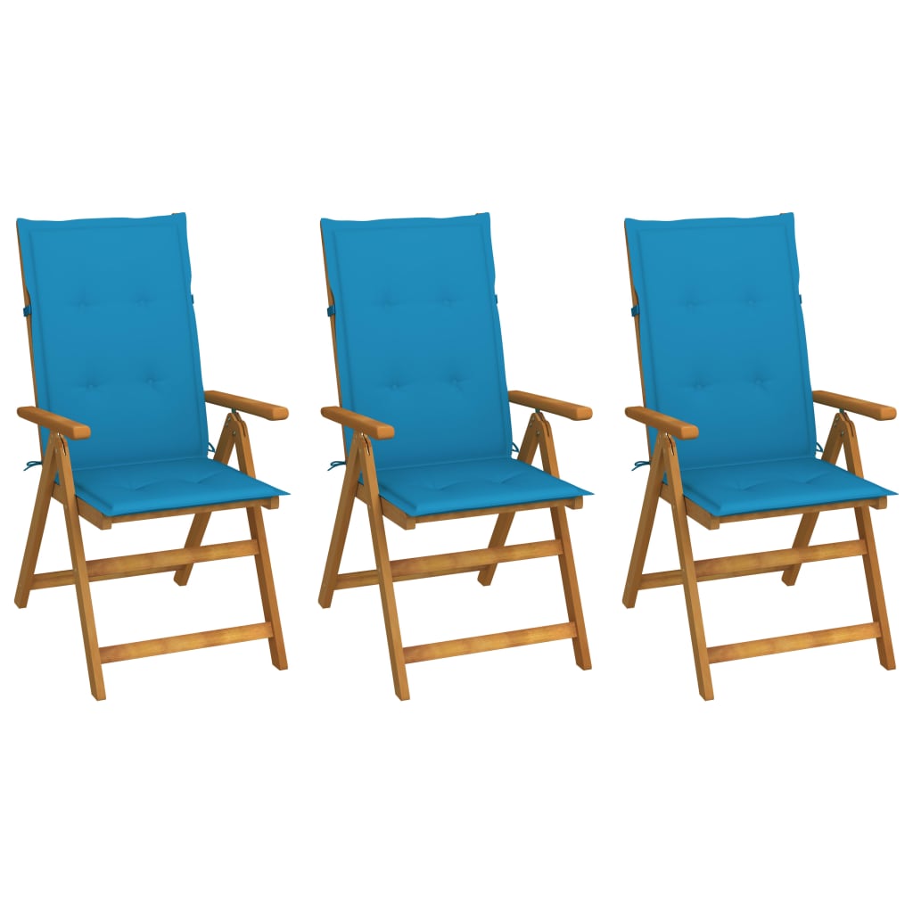 Patio Reclining Chairs 4 pcs with Cushions Solid Acacia Wood