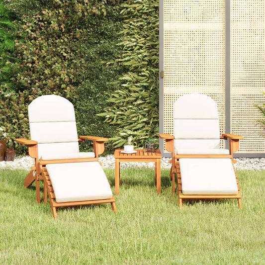 3 Piece Adirondack Patio Lounge Set Solid Wood Acacia