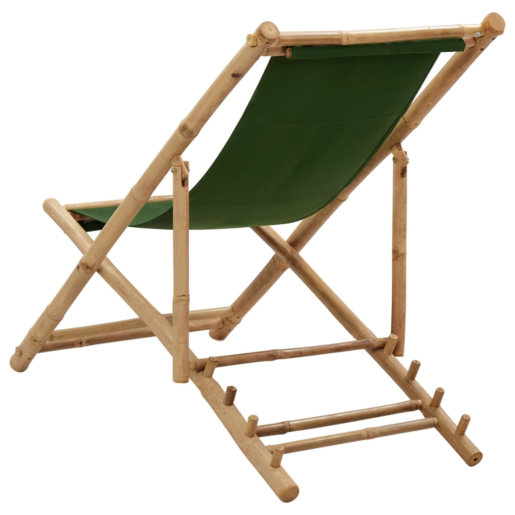 Deck Chair Bamboo and Canvas Green