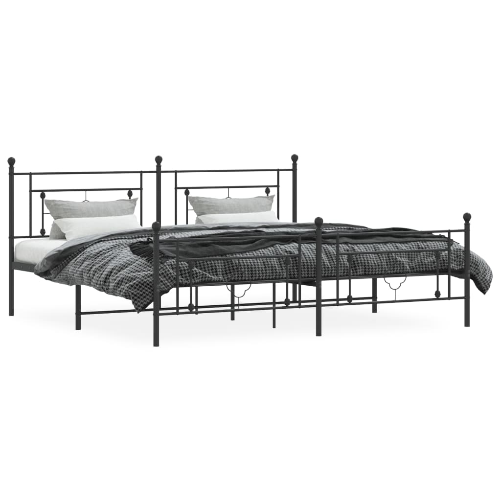 Metal Bed Frame without Mattress with Footboard Black 76"x79.9"