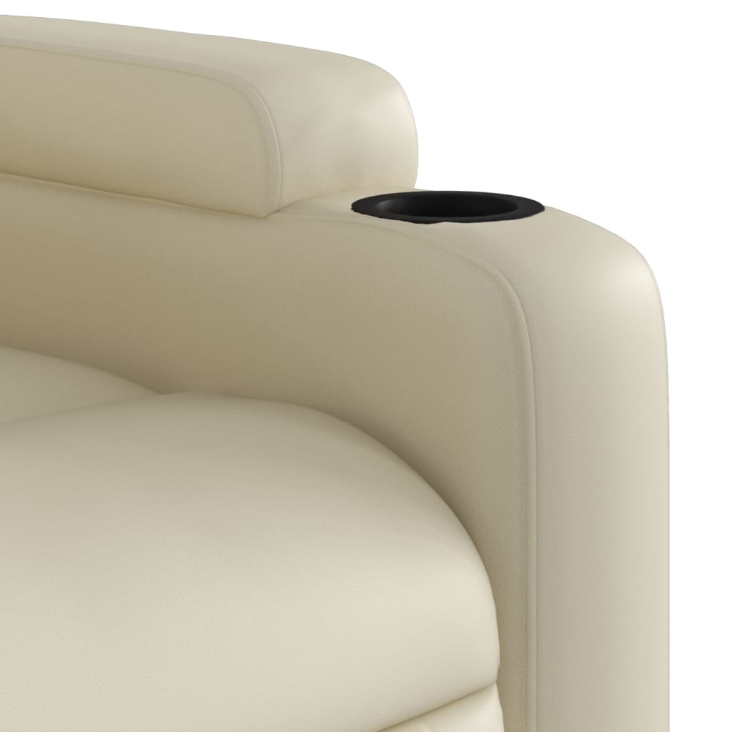 Massage Recliner Chair Cream Faux Leather