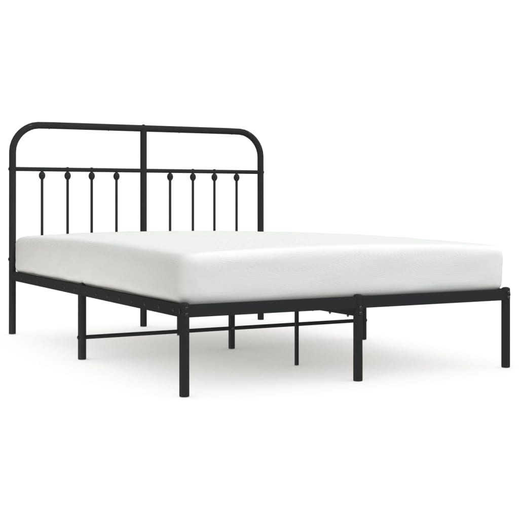 Metal Bed Frame without Mattress with Headboard Black 53.1"x74.8"