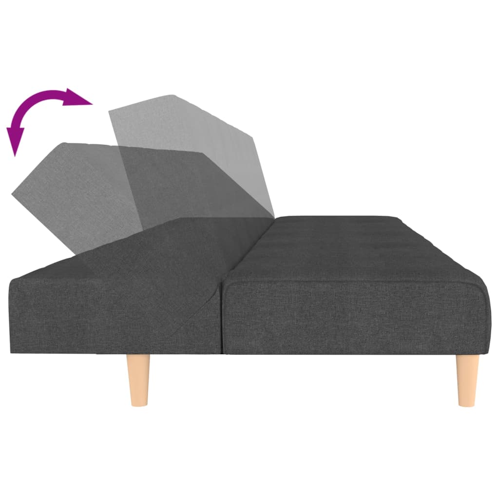 2-Seater Sofa Bed Dark Gray Fabric