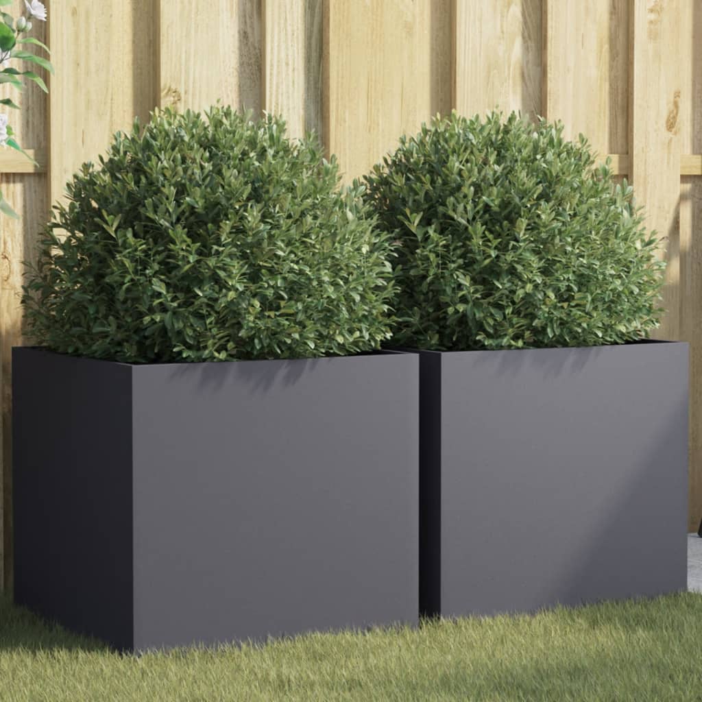 Planters 2 pcs Anthracite 19.3"x18.5"x18.1" Cold-rolled Steel