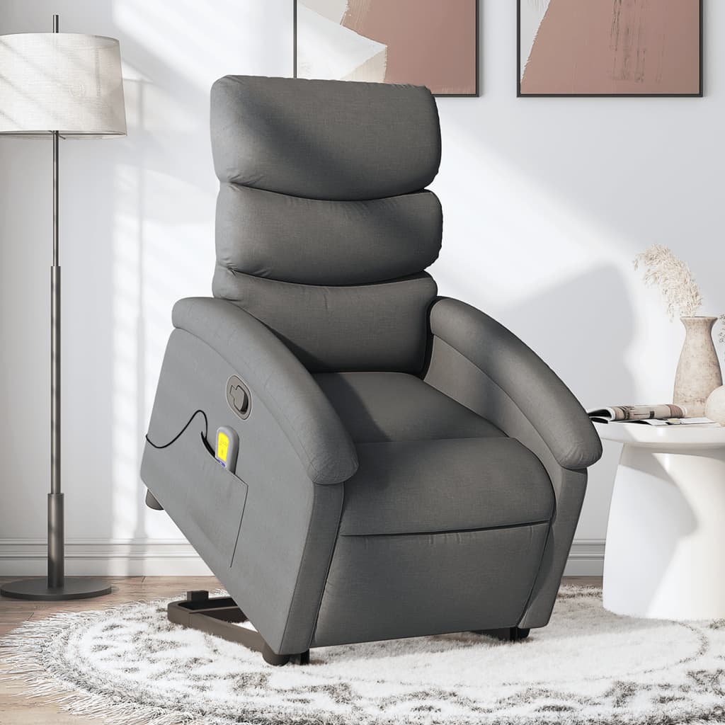 Stand up Massage Recliner Chair Dark Gray Fabric