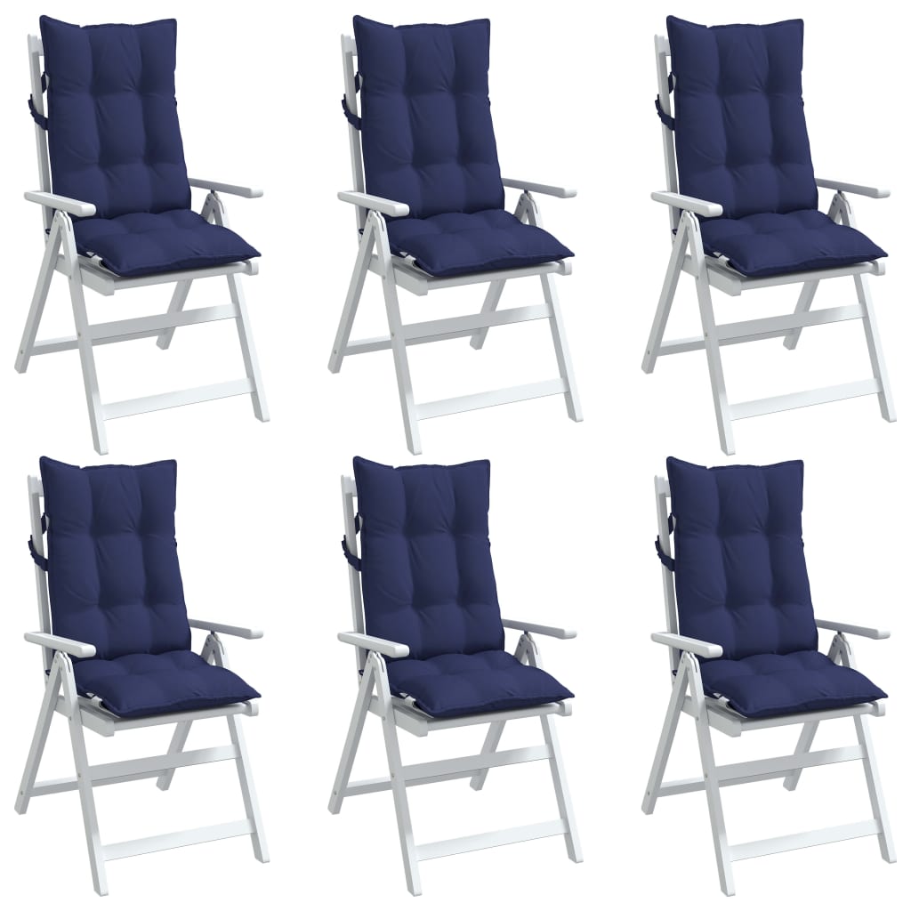 Highback Chair Cushions 6 pcs Navy Blue Oxford Fabric