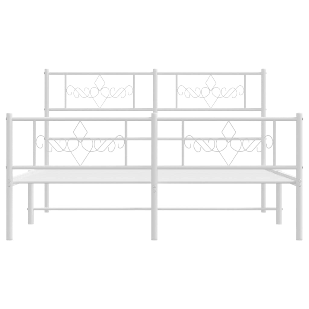 Metal Bed Frame without Mattress with Footboard White 59.1"x78.7"