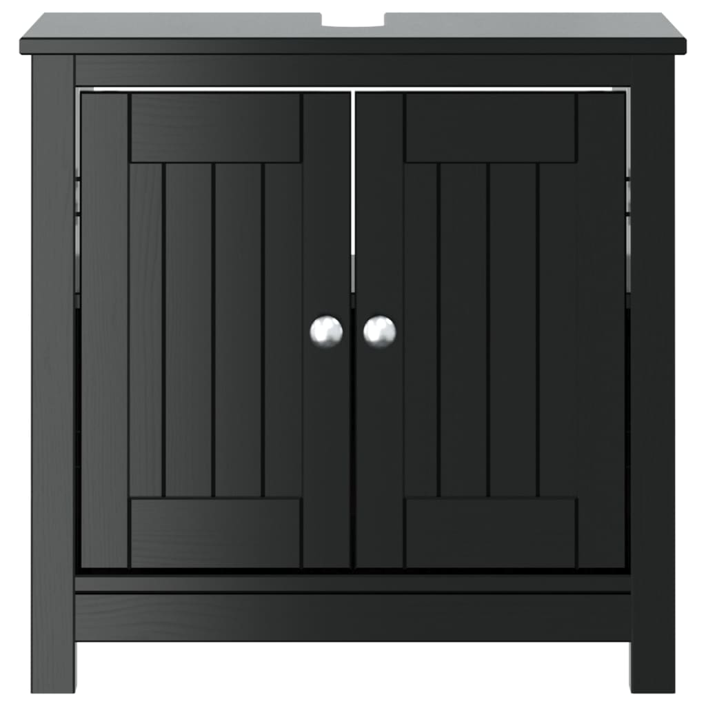 Bathroom Sink Cabinet BERG Black 23.6"x13.4"x23.2" Solid Wood Pine