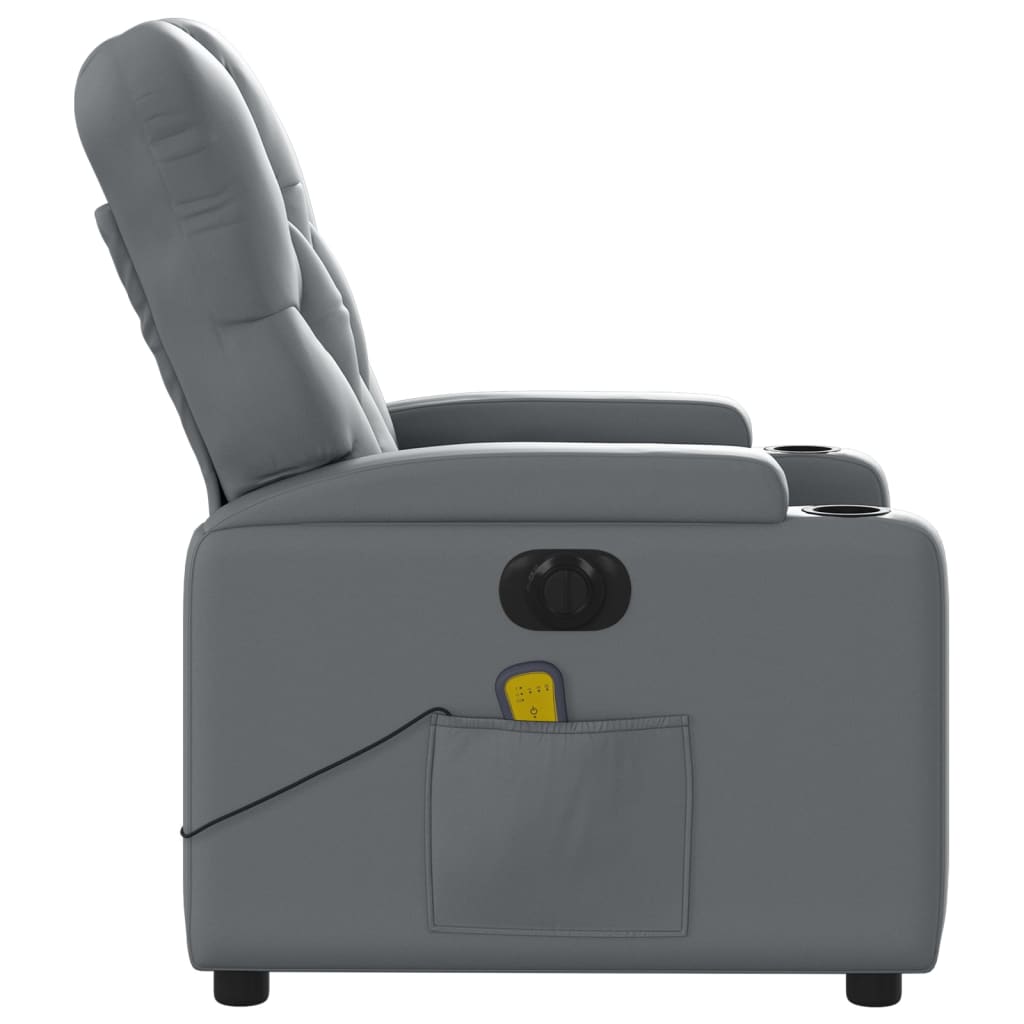 Electric Massage Recliner Chair Gray Faux Leather