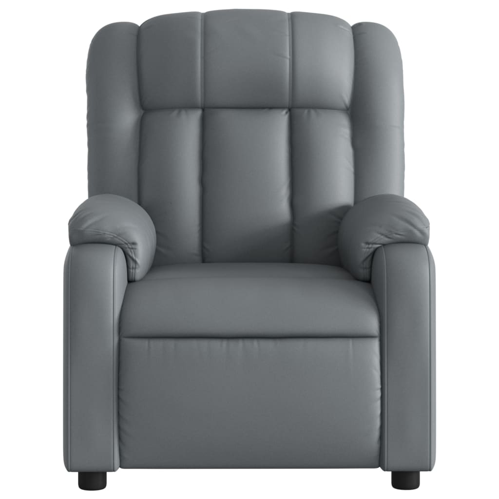 Massage Recliner Chair Gray Faux Leather