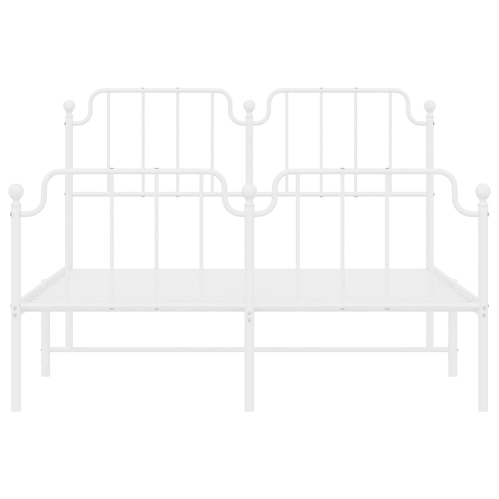 Metal Bed Frame without Mattress with Footboard White 53.1"x74.8"