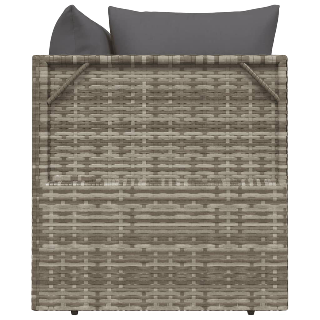 3 Piece Patio Lounge Set with Cushions Gray Poly Rattan