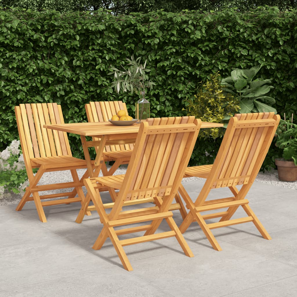 5 Piece Patio Dining Set Solid Wood Teak