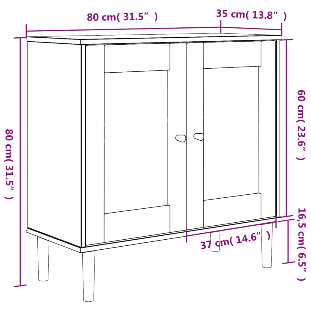 Sideboard SENJA Rattan Look White 31.5"x13.8"x31.5" Solid Wood Pine