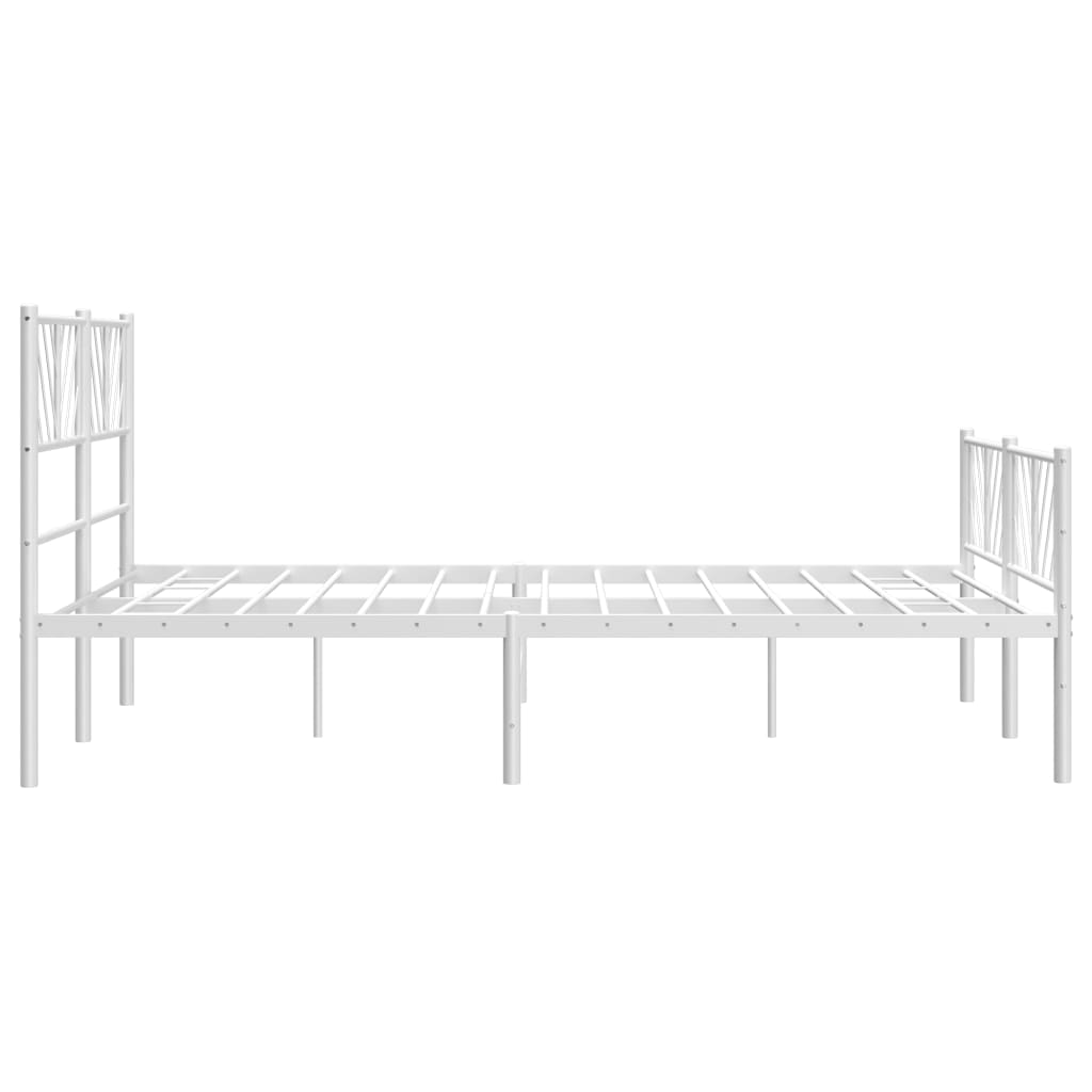 Metal Bed Frame without Mattress with Footboard White 53.1"x74.8"