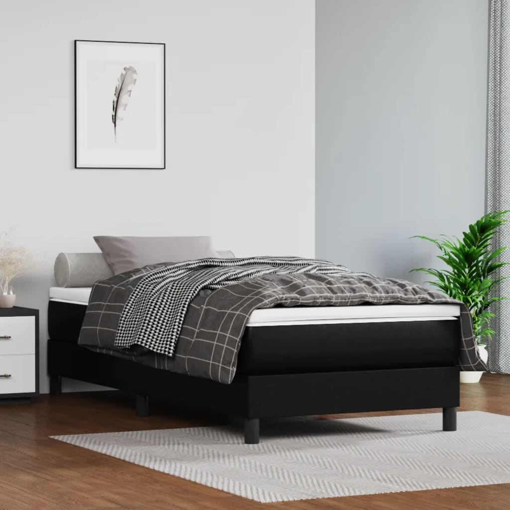 Bed Frame without Mattress Black Twin XL Faux Leather (US Only)