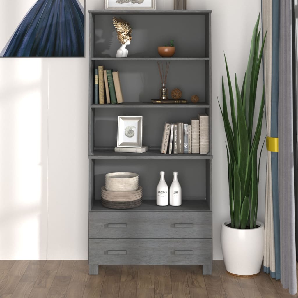 Highboard HAMAR Solid Wood Pine Dark Gray