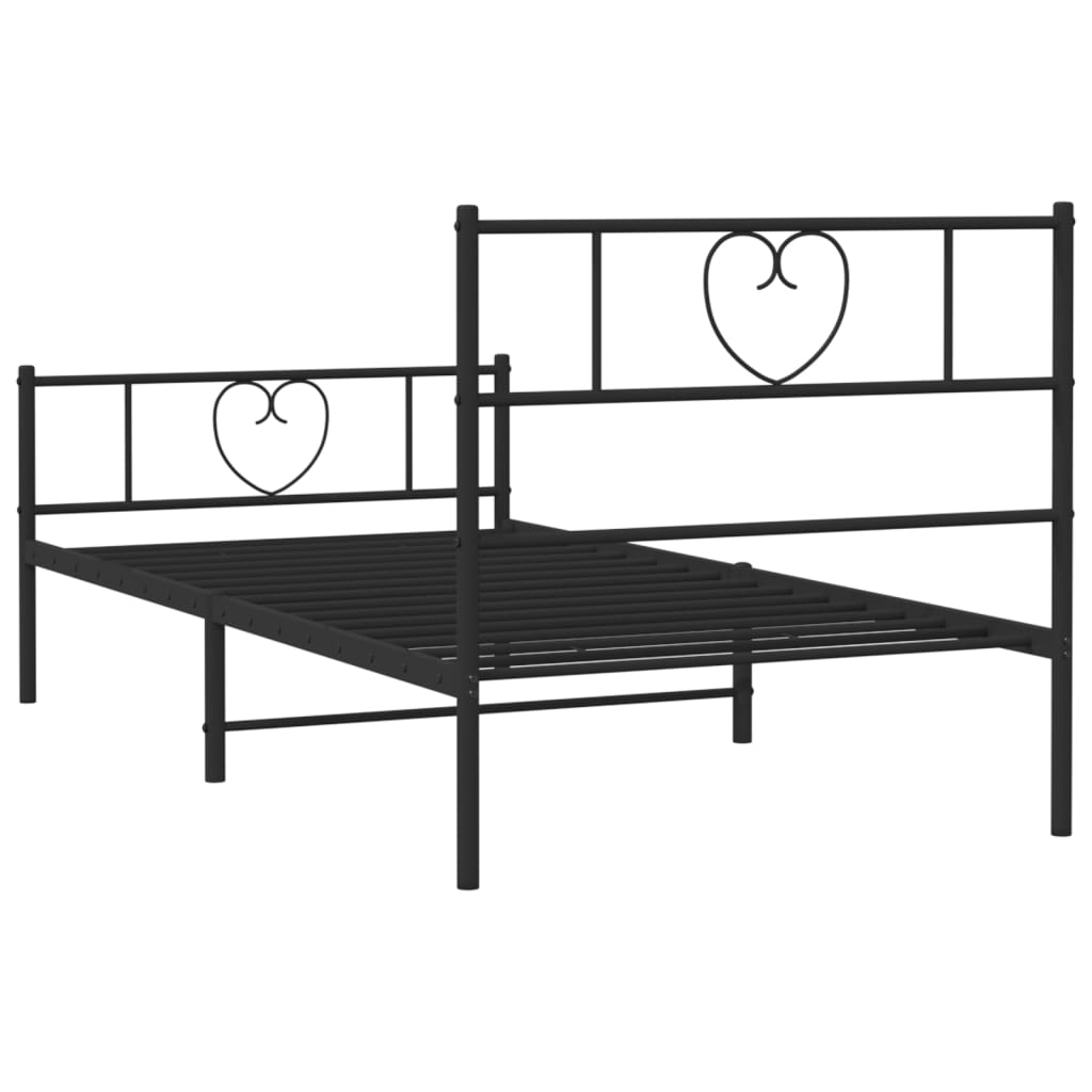 Metal Bed Frame without Mattress with Footboard Black 39.4"x78.7"