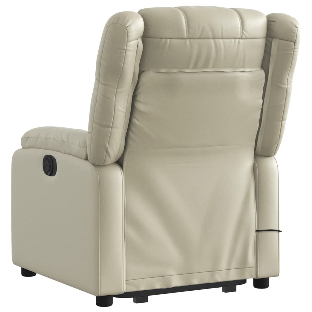 Electric Stand up Massage Recliner Chair Cream Faux Leather