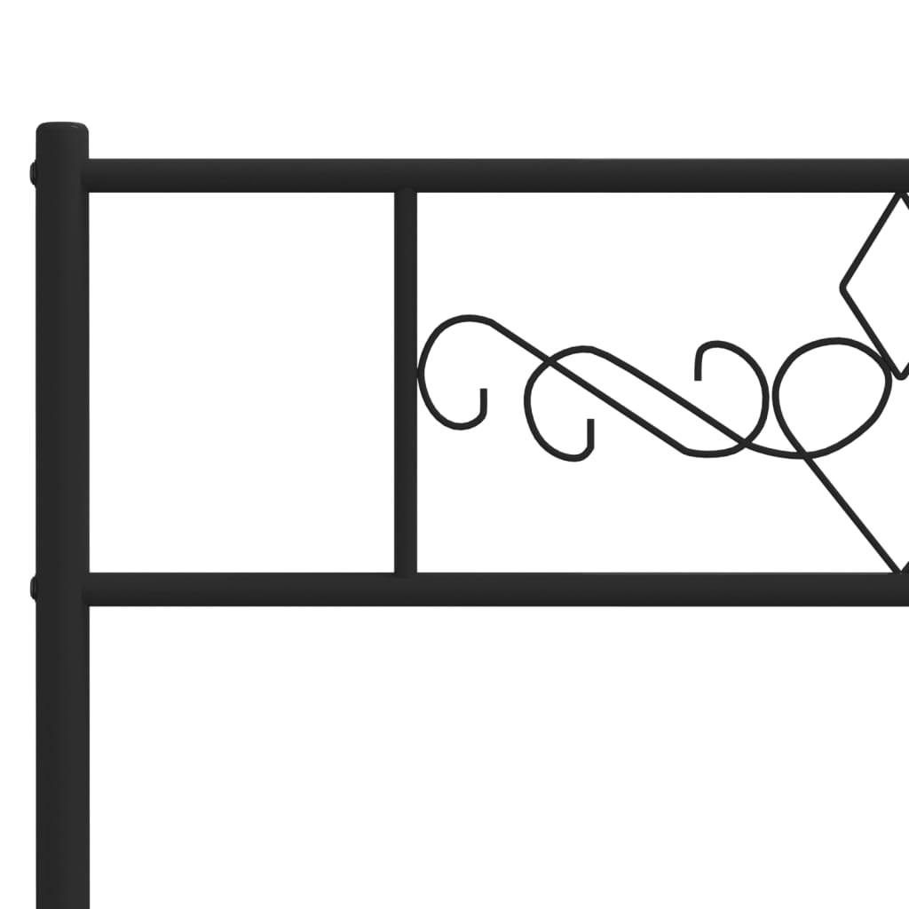 Metal Bed Frame without Mattress with Headboard Black 39.4"x74.8"