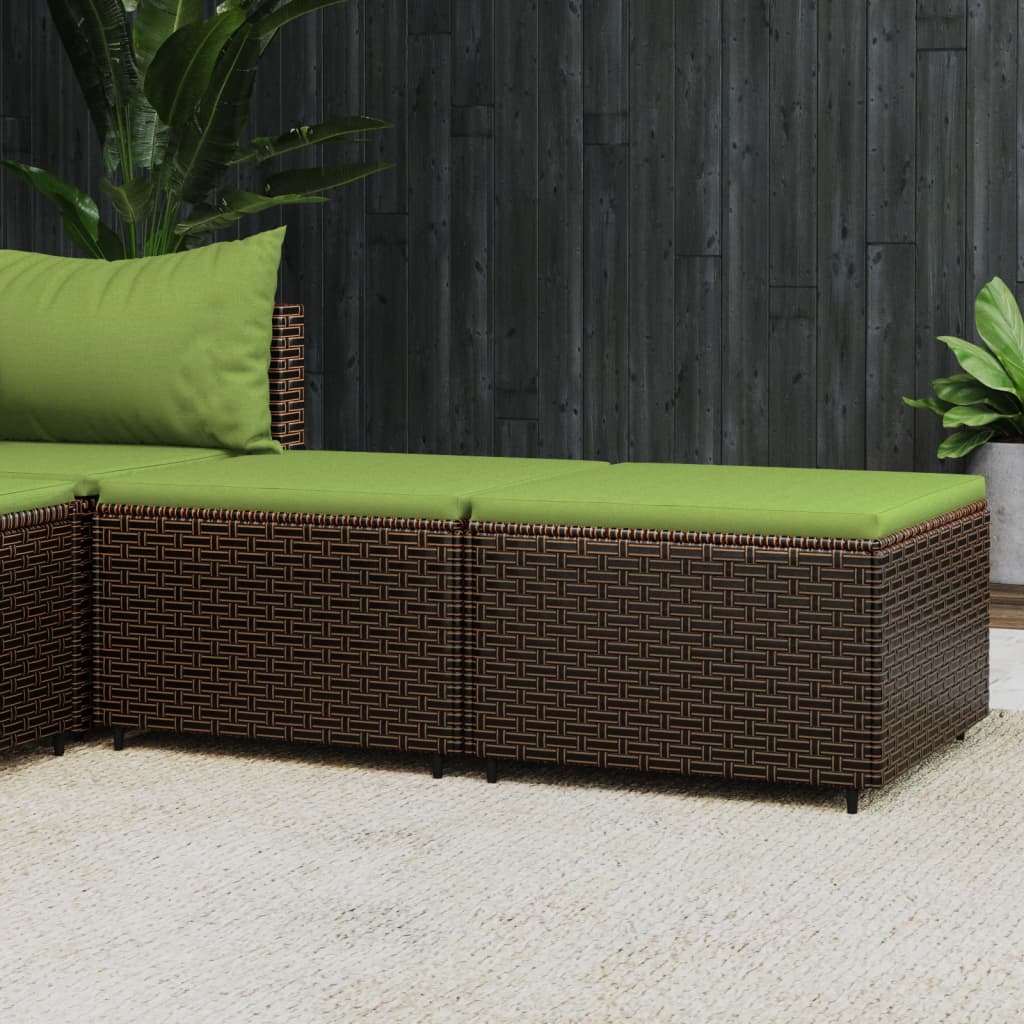 Patio Footrest with Cushion Gray Poly Rattan