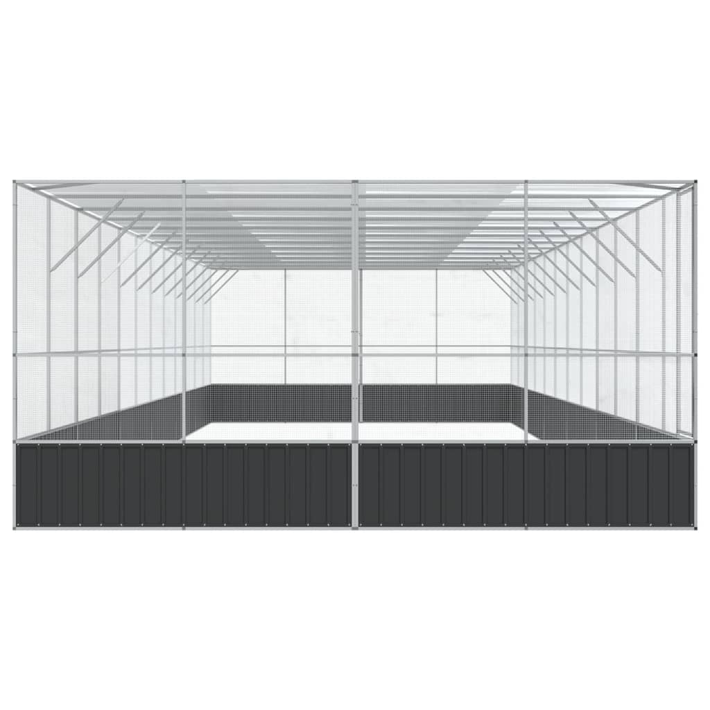 Aviary with Extension Silver 490.6"x163"x83.5" Steel