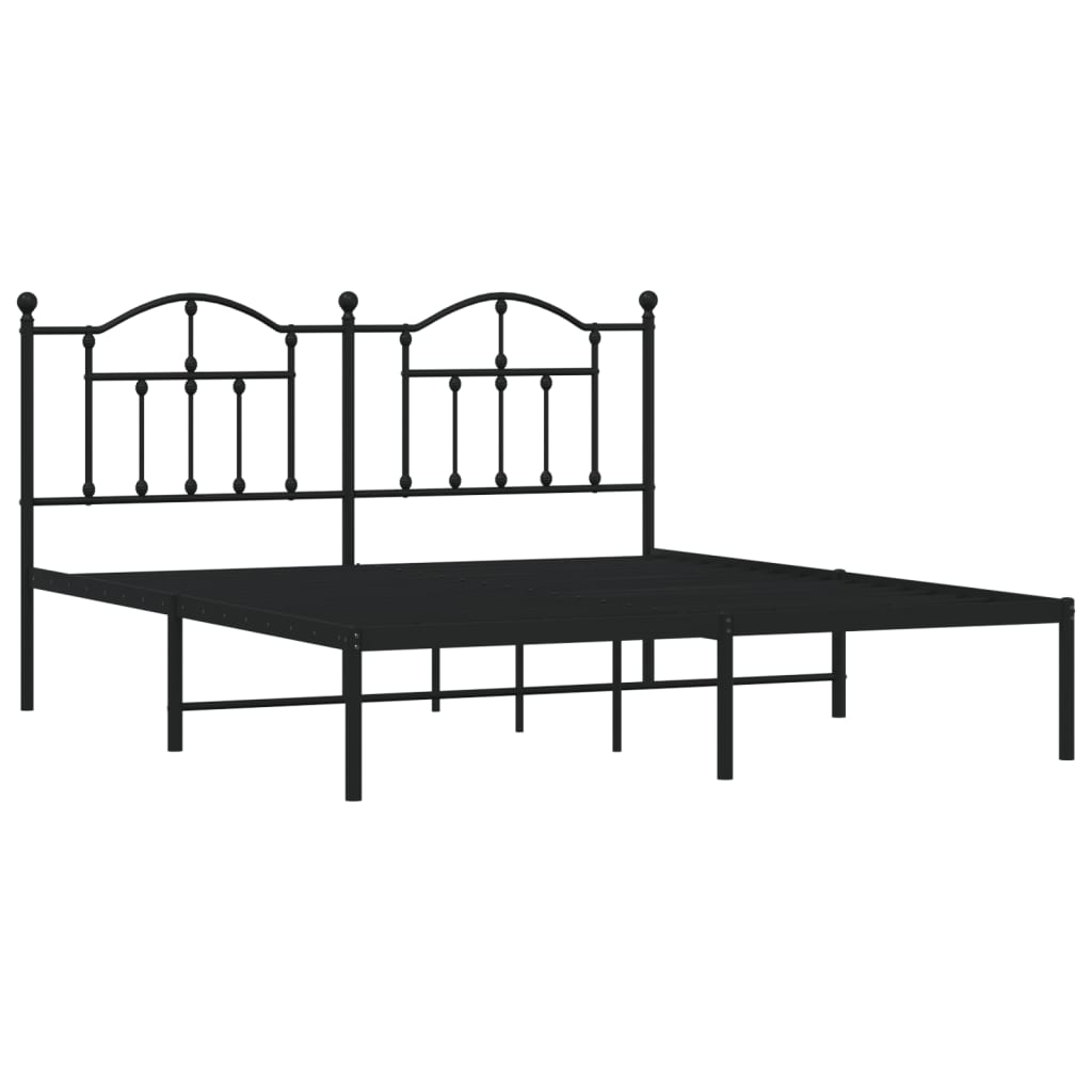 Metal Bed Frame without Mattress with Headboard Black 72"x83.9"