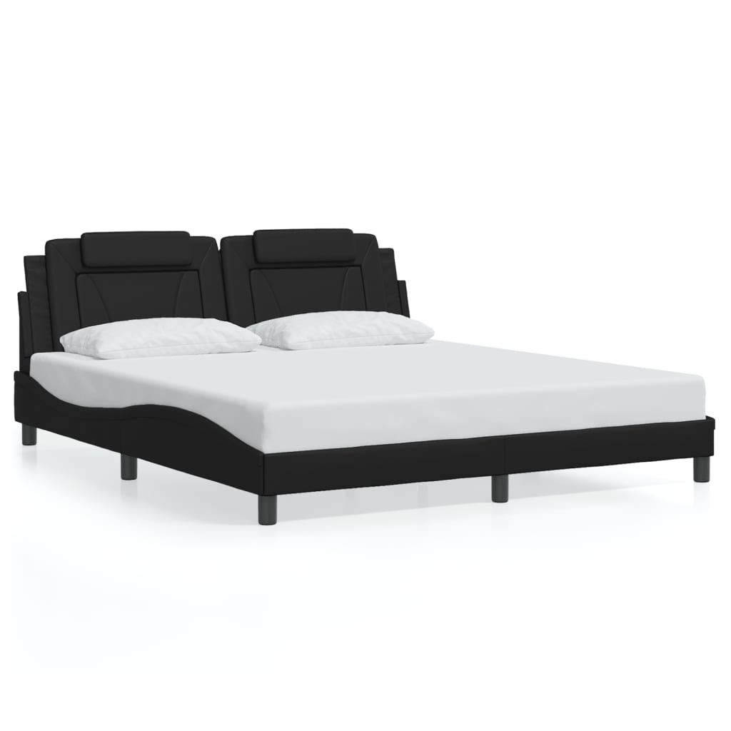 Bed Frame with Headboard Black 72"x83.9" California King Faux Leather