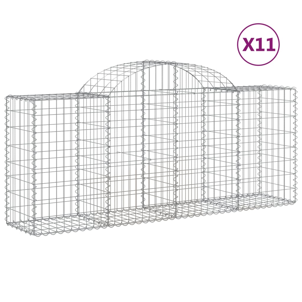 Arched Gabion Baskets 11 pcs 78.7"x19.7"x31.5"/39.4" Galvanized Iron