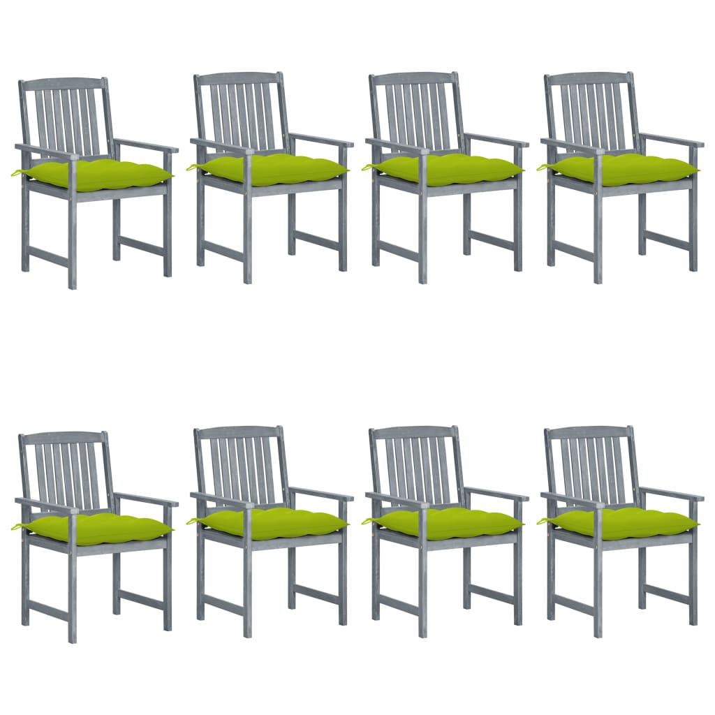 Patio Chairs with Cushions 2 pcs Gray Solid Acacia Wood