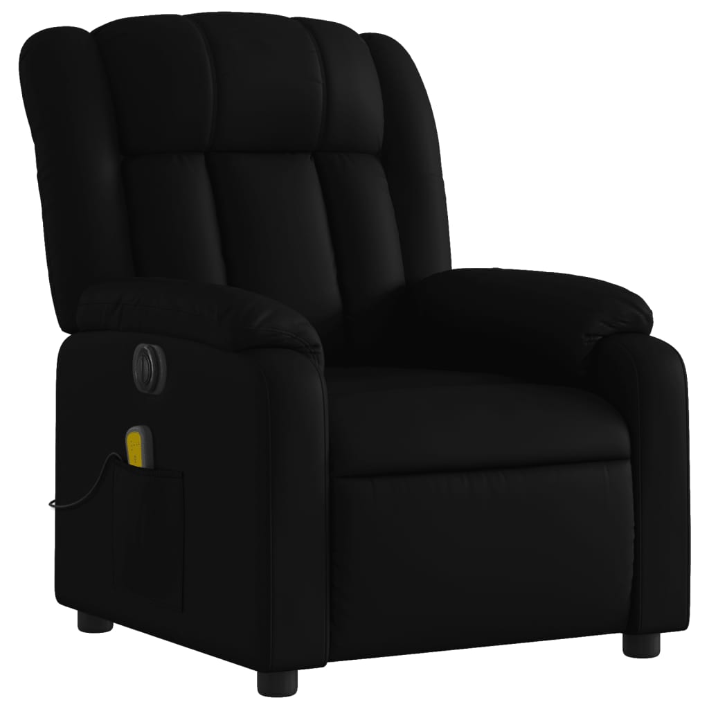 Electric Massage Recliner Chair Black Faux Leather