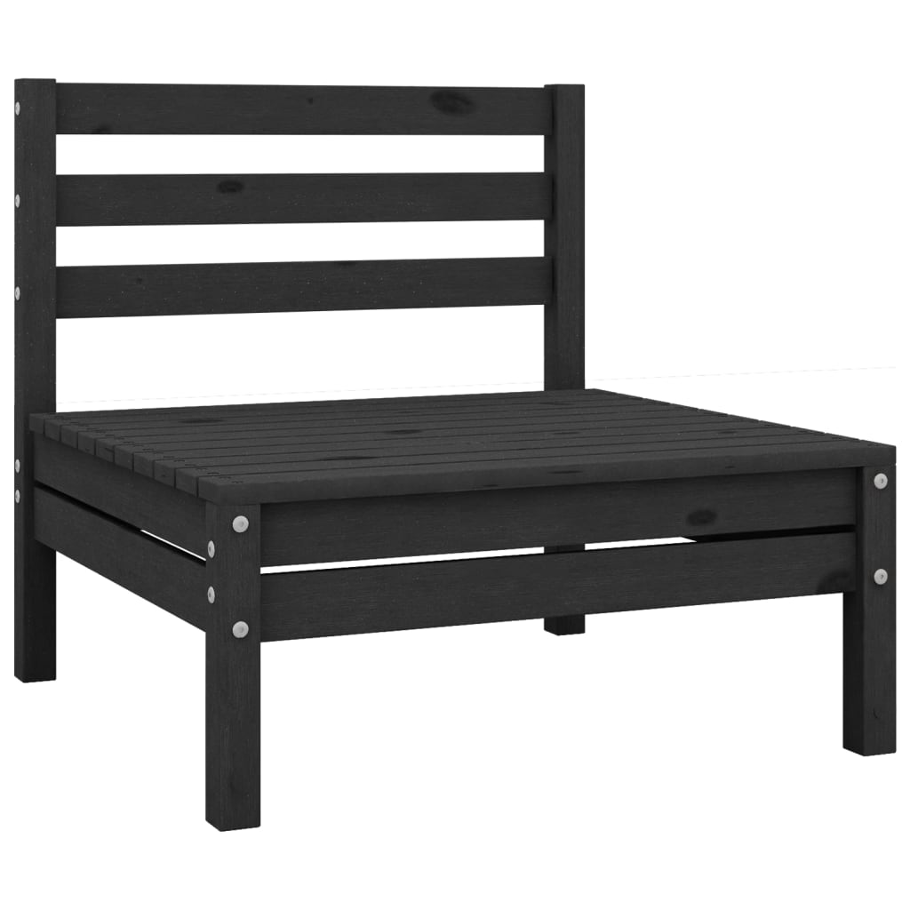 Patio Middle Sofas 2 pcs Black Solid Wood Pine