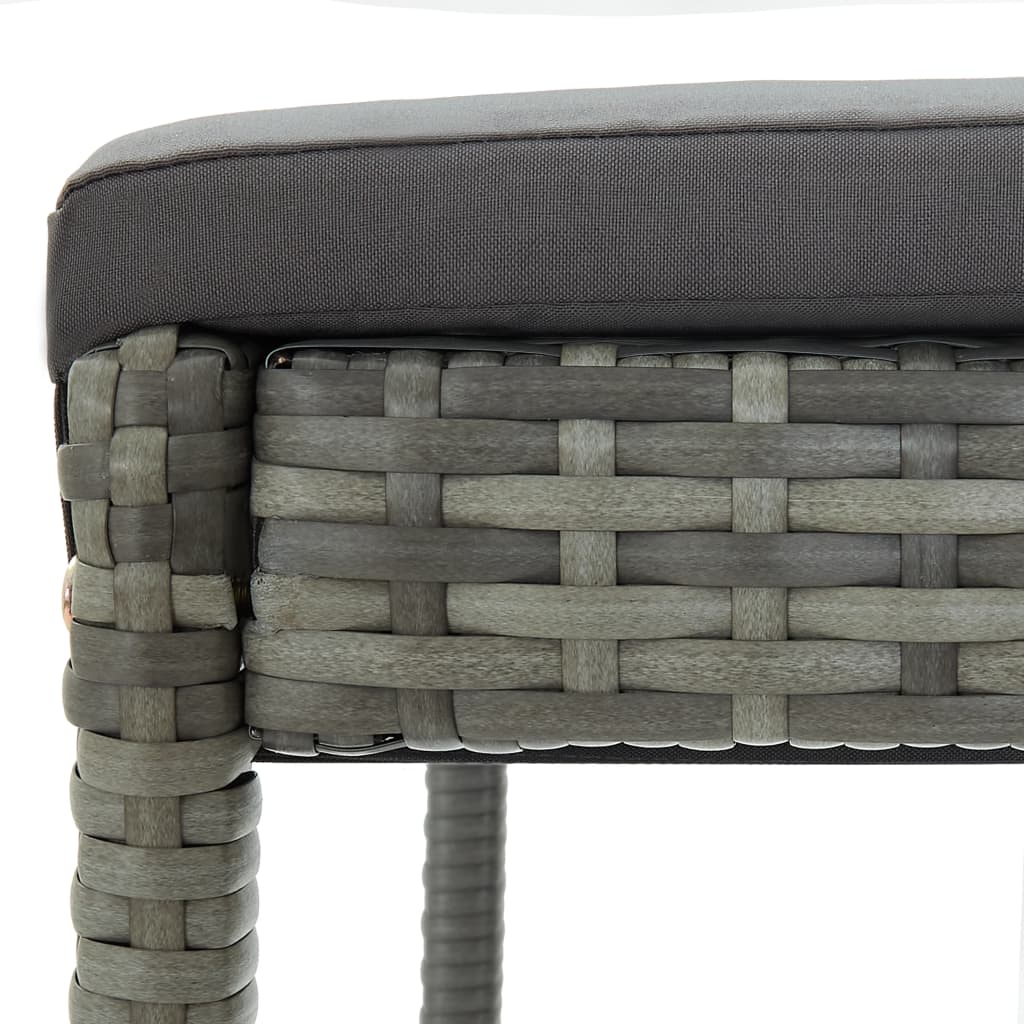 Garden Bar Stools with Cushions 2 pcs Gray Poly Rattan