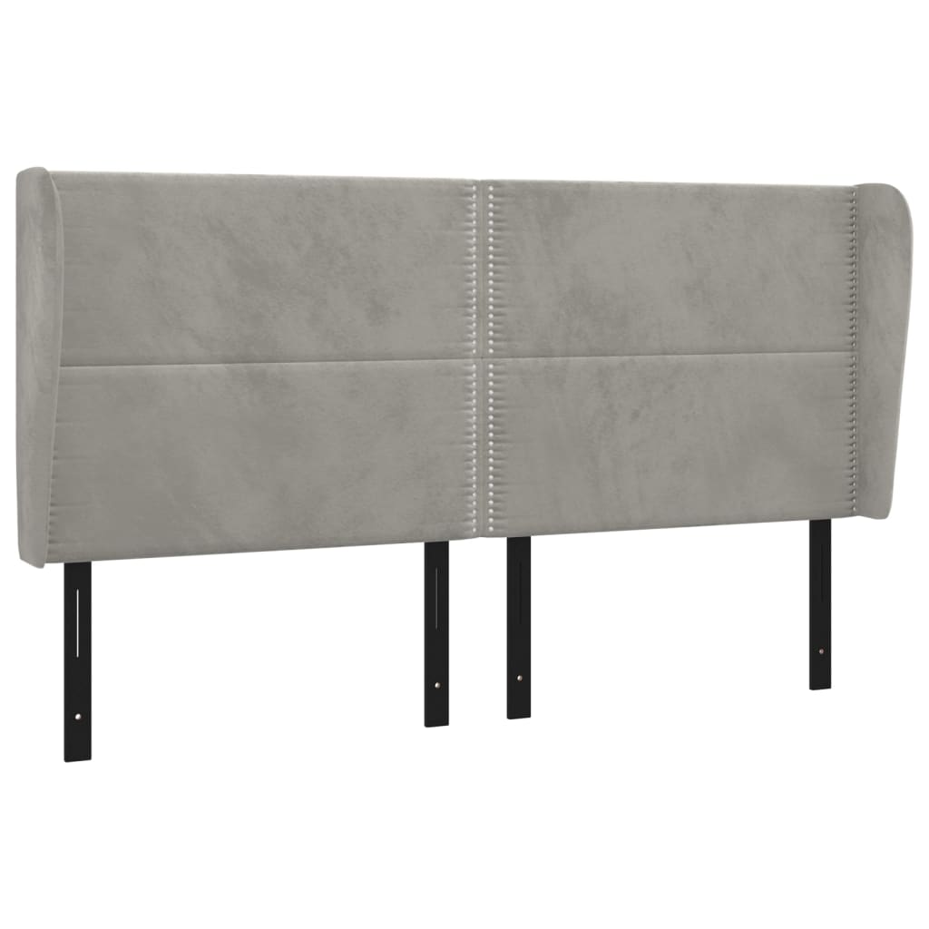 Headboard with Ears Light Gray 64.2"x9.1"x46.5"/50.4" Velvet